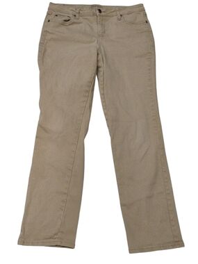 Earl Jeans Beige Straight Leg Jeans W Embroidery On Rear Pockets SZ 12